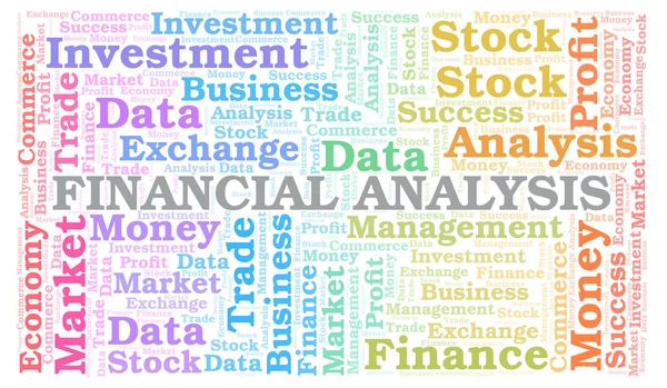 Analisi Finanziaria Parola Cloud Wordcloud Fatta Solo Con Testo — Foto Stock