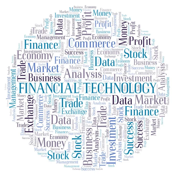 Financiële Technologie Word Cloud Wordcloud Gemaakt Met Alleen Tekst — Stockfoto