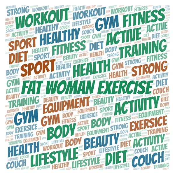Fat Woman Exercise Word Cloud Wordcloud Made Text Only — Stock Photo, Image