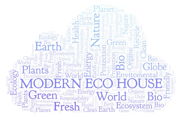 Modern Eco Ház Szó Felhő Wordcloud Készült Csak Szöveg — Stock Fotó