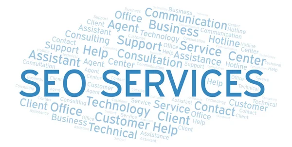 Seo Services Nuvem Palavras Wordcloud Feito Apenas Com Texto — Fotografia de Stock