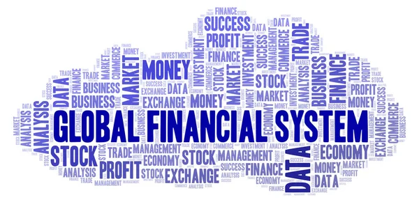 Küresel finansal sistemin kelime bulutu, yalnızca metin ile yapılan wordcloud.