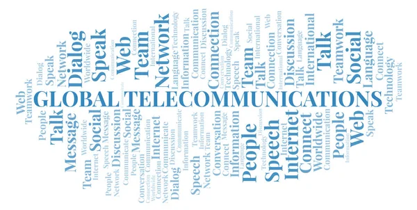 Wereldwijde Telecommunicatie Word Cloud Wordcloud Gemaakt Met Alleen Tekst — Stockfoto