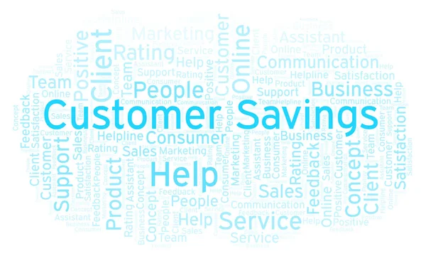 Customer Savings word cloud. Made with text only.