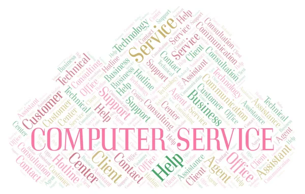 コンピューターのサービスの単語の雲 テキストのみで作られた Wordcloud — ストック写真