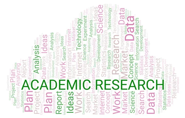 Investigación Académica Palabra Nube Wordcloud Hecho Solo Con Texto — Foto de Stock