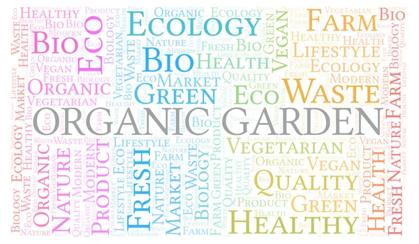 Organic Garden Word Cloud Wordcloud Текстом — стоковое фото
