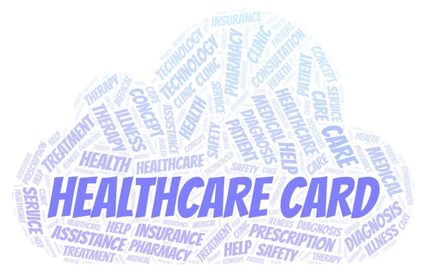 Healthcare Card word cloud. Wordcloud made with text only.