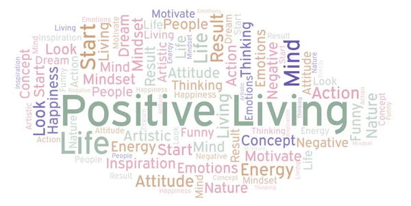 Positiva Living Word Cloud Gjorda Med Endast Text — Stockfoto