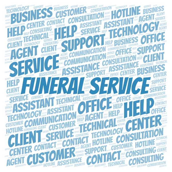 Funeral Service word cloud. Wordcloud made with text only.