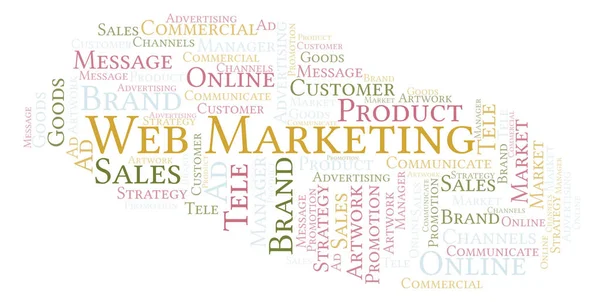 Kelime bulutu metin Web Pazarlama ile. Yalnızca metin ile yapılan Wordcloud.