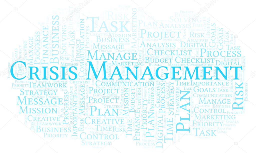 Crisis Management word cloud, made with text only