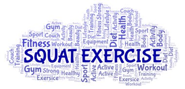 Bodur egzersiz kelime bulutu. Yalnızca metin ile yapılan Wordcloud.