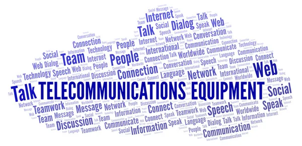 Equipamento Telecomunicações Nuvem Palavras Wordcloud Feito Apenas Com Texto — Fotografia de Stock