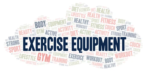 Equipamento Exercício Nuvem Palavras Wordcloud Feito Apenas Com Texto — Fotografia de Stock