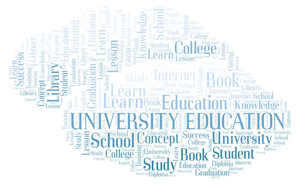 Educación Universitaria Palabra Nube Wordcloud Hecho Solo Con Texto —  Fotos de Stock