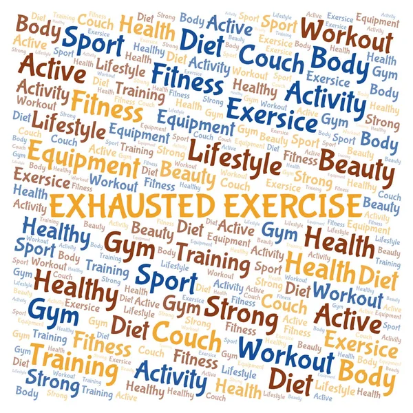 Esgotado Exercício Nuvem Palavras Wordcloud Feito Apenas Com Texto — Fotografia de Stock