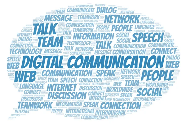 Comunicazione Digitale Parola Cloud Wordcloud Realizzato Solo Con Testo — Foto Stock