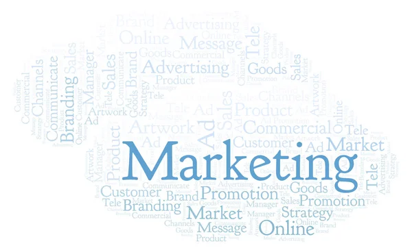 Nuvem Palavras Com Texto Marketing Wordcloud Feito Apenas Com Texto — Fotografia de Stock