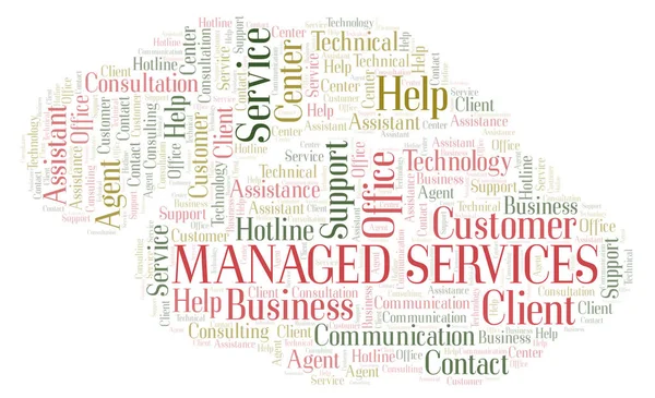 Managed Services word cloud. Wordcloud made with text only.