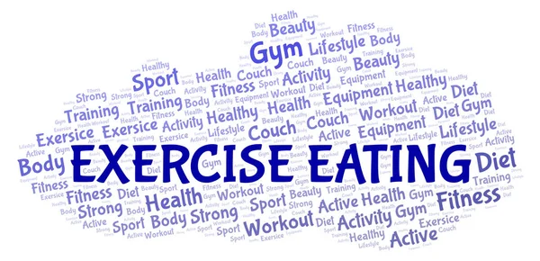 Exercício Comer Nuvem Palavras Wordcloud Feito Apenas Com Texto — Fotografia de Stock