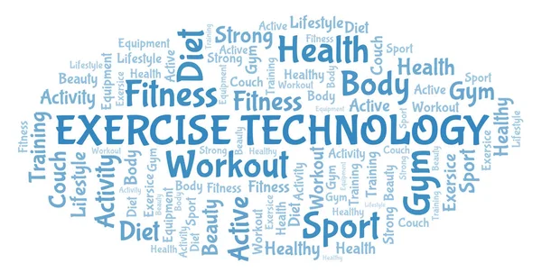 Облако Слова Exercise Technology Wordcloud Made Text Only — стоковое фото