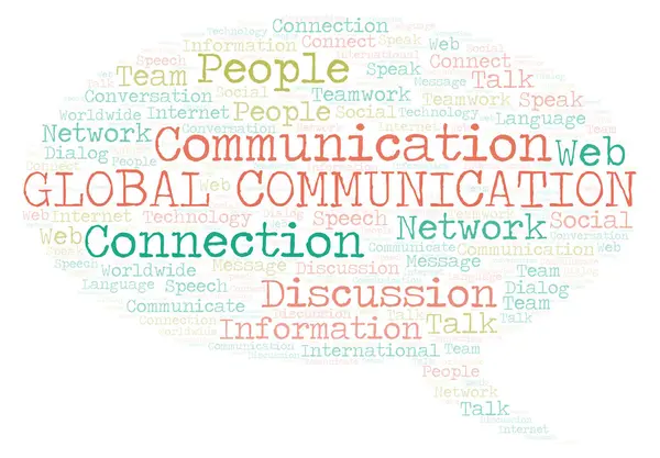 Global Communication Word Cloud Wordcloud Realizzato Solo Con Testo — Foto Stock