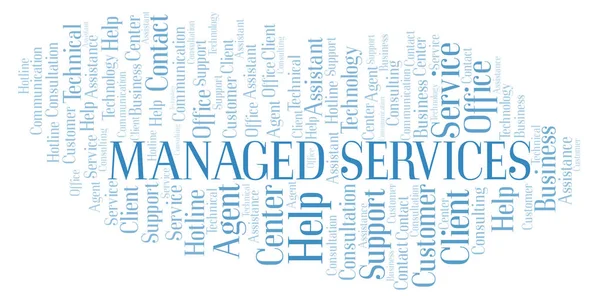 Servicios Administrados Word Cloud Wordcloud Hecho Solo Con Texto —  Fotos de Stock