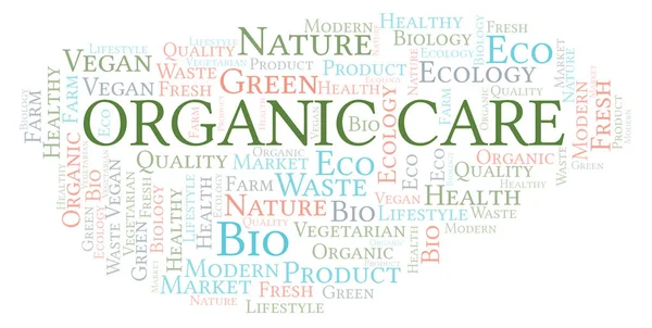 Organic Care Word Cloud Wordcloud Realizzato Solo Con Testo — Foto Stock