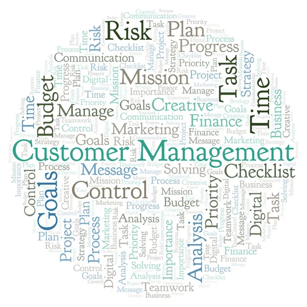 Customer Management word cloud, made with text only