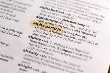 Sözcük veya tümceciğin marker ile vurgulanan bir sözlük alfa parçacığı.