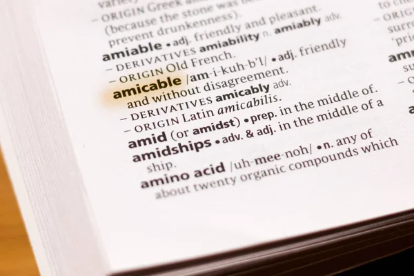 Word Phrase Amicable Dictionary Highlighted Marker — Stock Photo, Image