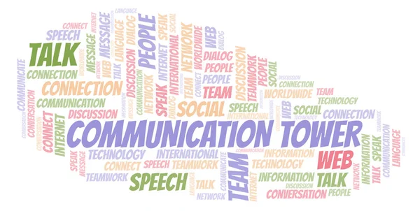 Torre Comunicazione Parola Nube Wordcloud Realizzato Solo Con Testo — Foto Stock