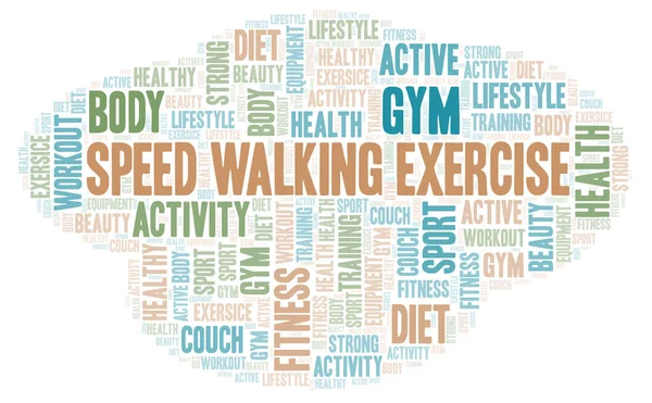 Speed Walking Exercício Nuvem Palavras Wordcloud Feito Apenas Com Texto — Fotografia de Stock