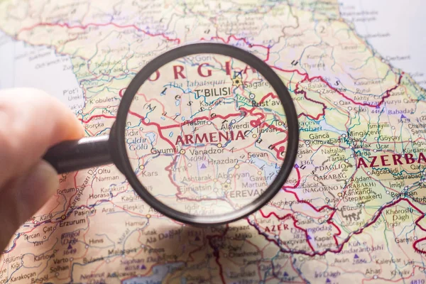 俄罗斯伊万诺夫斯克 2018年11月24日 世界地图上的亚美尼亚 — 图库照片
