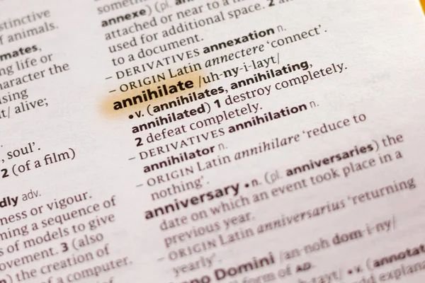 Word Phrase Annihilate Dictionary Highlighted Marker — Stock Photo, Image