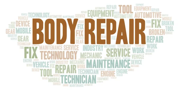 Reparación Corporal Palabra Nube Wordcloud Hecho Solo Con Texto — Foto de Stock