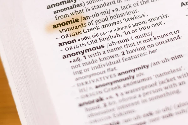 사전에 Anomie 표시와 — 스톡 사진