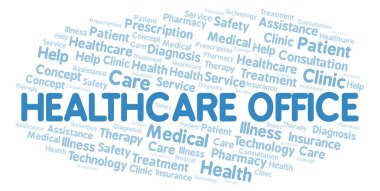 Sağlık Office word bulut. Yalnızca metin ile yapılan Wordcloud.