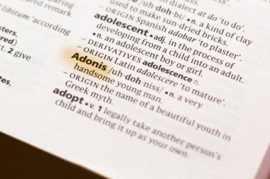 Sözcük veya tümceciğin Adonis marker ile vurgulanan bir sözlük.