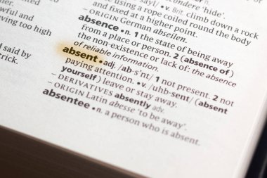 Sözcük veya tümceciğin yok marker ile vurgulanan bir sözlük.