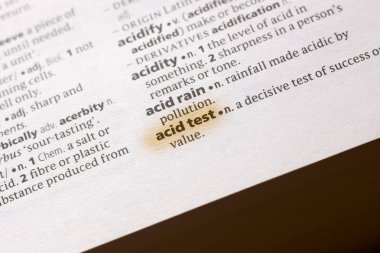 Sözcük veya tümceciğin marker ile vurgulanan bir sözlük Asit Test.