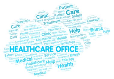 Sağlık Office word bulut. Yalnızca metin ile yapılan Wordcloud.