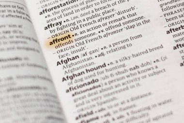 Sözcüğün veya tümceciğin hakaret marker ile vurgulanan Sözlükteki.