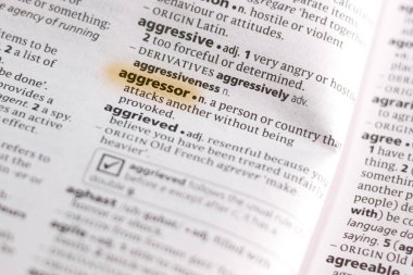 Sözcük veya tümceciğin saldırgan marker ile vurgulanan bir sözlük.