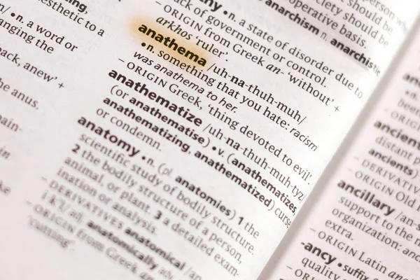 Word Phrase Anathema Dictionary Highlighted Marker — Stock Photo, Image