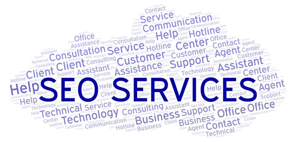 Seo Services Nuvem Palavras Wordcloud Feito Apenas Com Texto — Fotografia de Stock