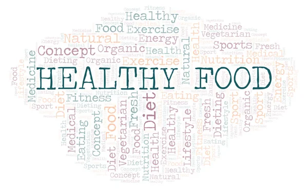 Nube Palabras Comida Saludable Wordcloud Hecho Solo Con Texto — Foto de Stock