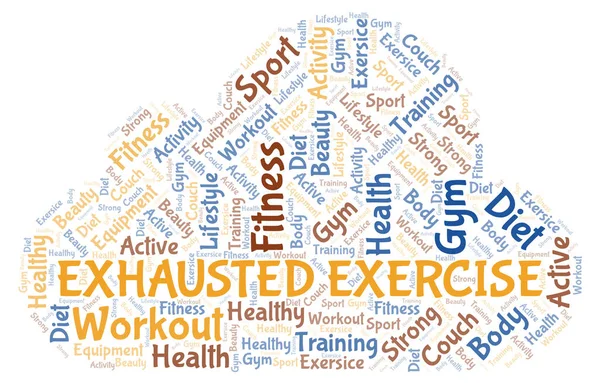 Esgotado Exercício Nuvem Palavras Wordcloud Feito Apenas Com Texto — Fotografia de Stock