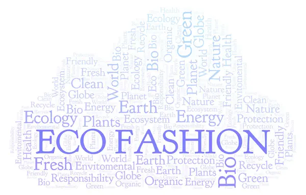 エコファッション単語の雲 テキストのみで作られた Wordcloud — ストック写真